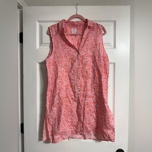 Sigrid Olsen Coral Button Down Sleeveless Shirt/Dress